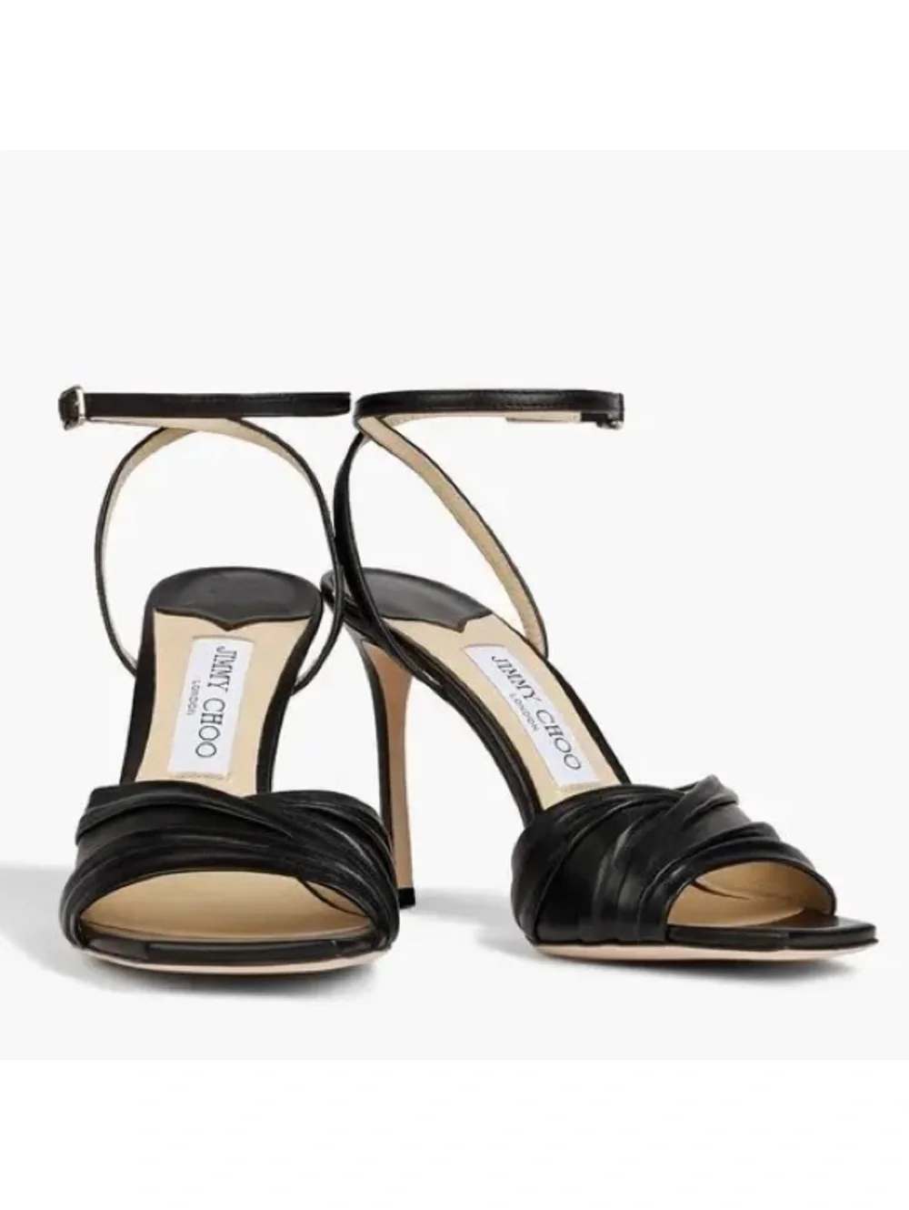 Jimmy Choo Basil Ankle Strap High Heel Black Sandals, Size 35 NEW in Box+DustBag